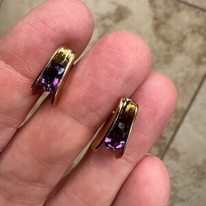 14 k yellow gold and amethyst earrings